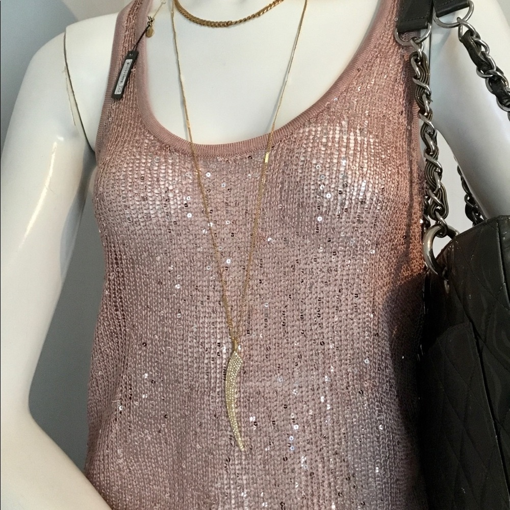 VinceCamuto gold long pave pendant necklace